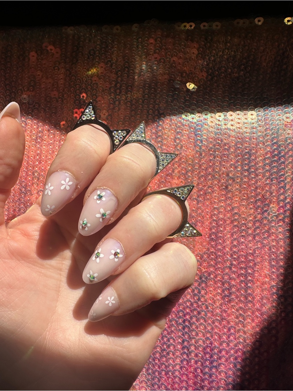 Prism • Iridescent Rhinestone Cat Ear Rings - Picture 5 of 17